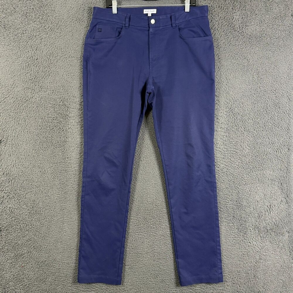 Peter Millar EB66 Golf Pants Mens 35x34 Blue Slim Fit Stretch 5 Pocket Golf